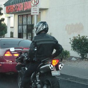 3/4 rear view in traffic