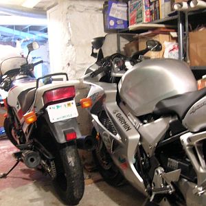 ...and the bikes snuggled in for a long winter's nap!