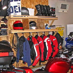 Garage shelving for bike gear