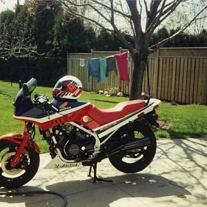 My 500, GPZ 550 mirrors on fairing and lowered clip-ons, she was a good old