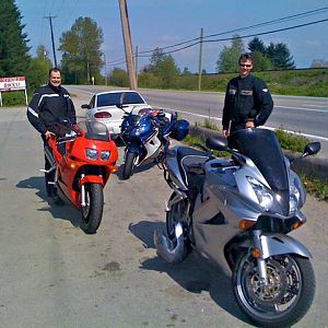 (L to R) kingsley and bike, my bike, chomper and bike.