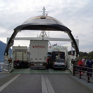 The ferst feary on the way through fiords