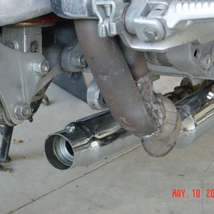 Custom under bike exhaust.
