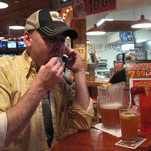 Reg stuffing greasy food down gullet