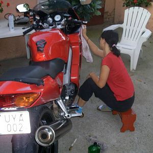 working at the bike wash :)