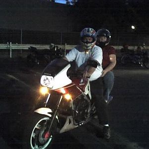 The wife on the bike?