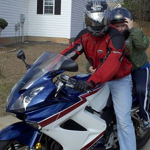 First ride motorcycle ride around the neighborhood - on the new bike