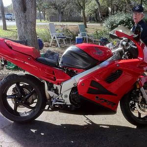 97 vfr with a 2005 cbr1000rr rear exhaust custom seat