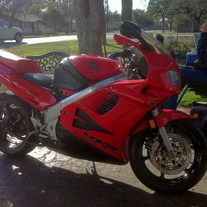 97 vfr with a 2005 cbr1000rr rear exhaust custom seat