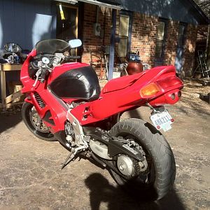 97 vfr with a 2005 cbr1000rr rear exhaust custom seat