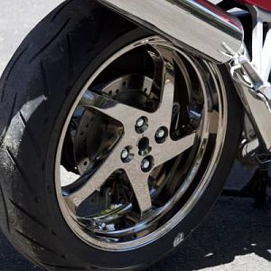 Nickel plated rear rim and Staintune high exhaust