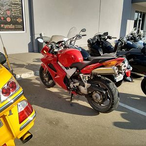 Red VFR 6th Gen at the shop