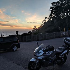 Parking lot at dinner in Fort Ross