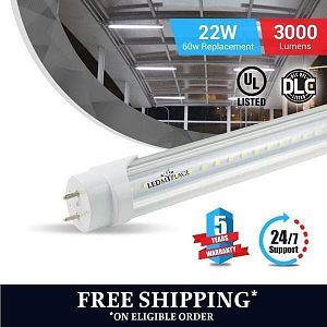 T8 4ft 18W LED Tube Glass 5000K clear